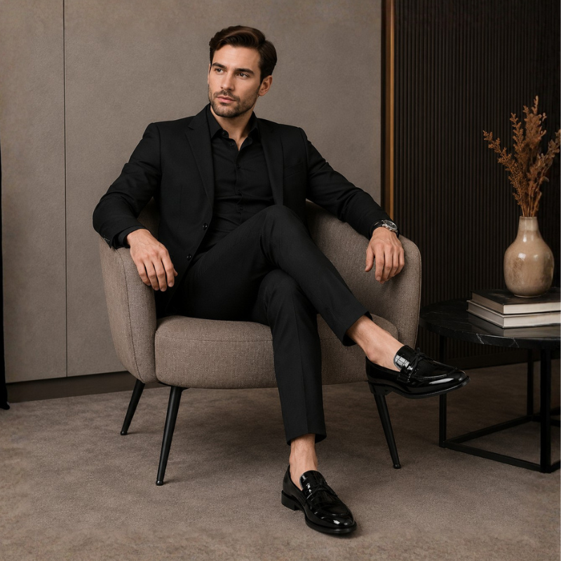 Croc Embossed Patent Leather Tassel Loafer