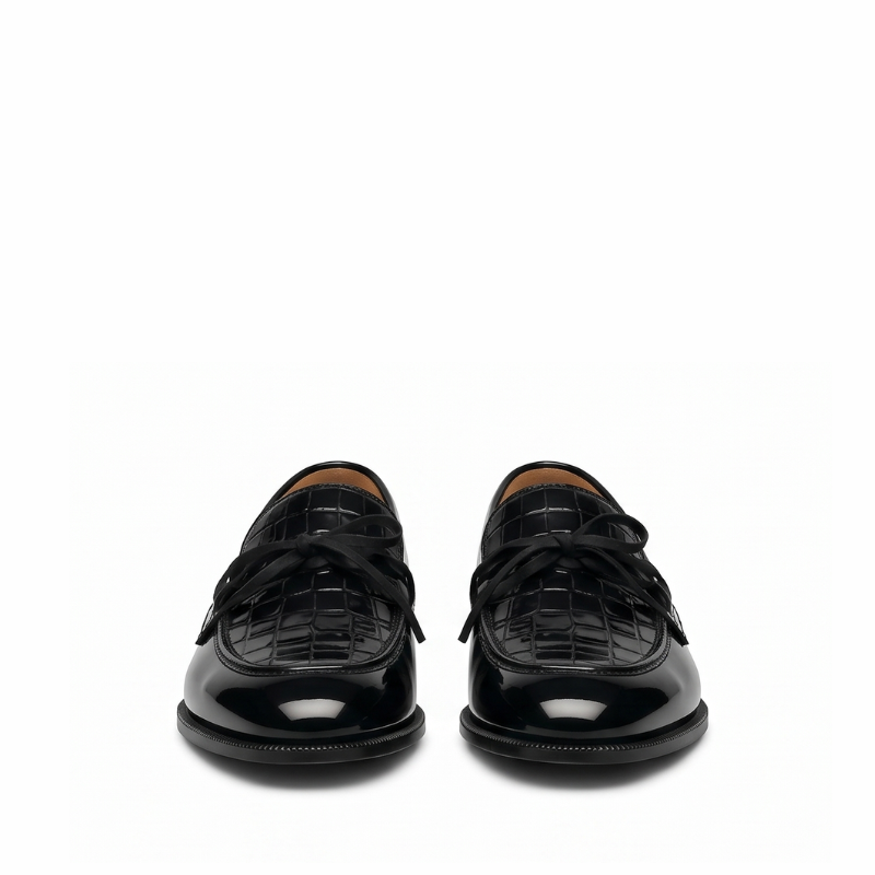 Croc Embossed Patent Leather Tassel Loafer