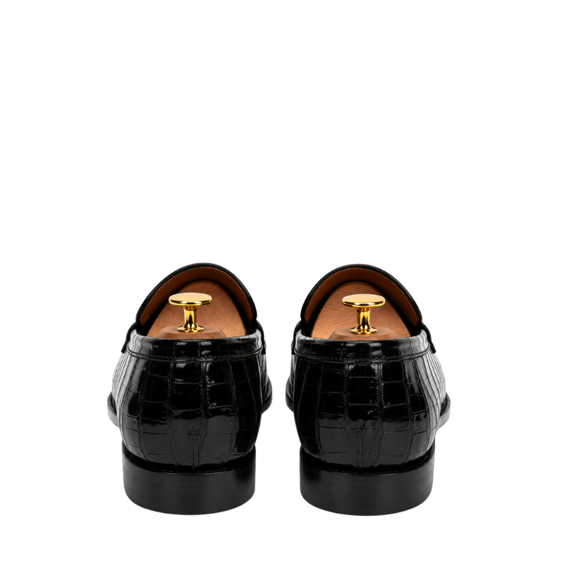 Croco Pattern Polished Italian Signature Penny Loafers