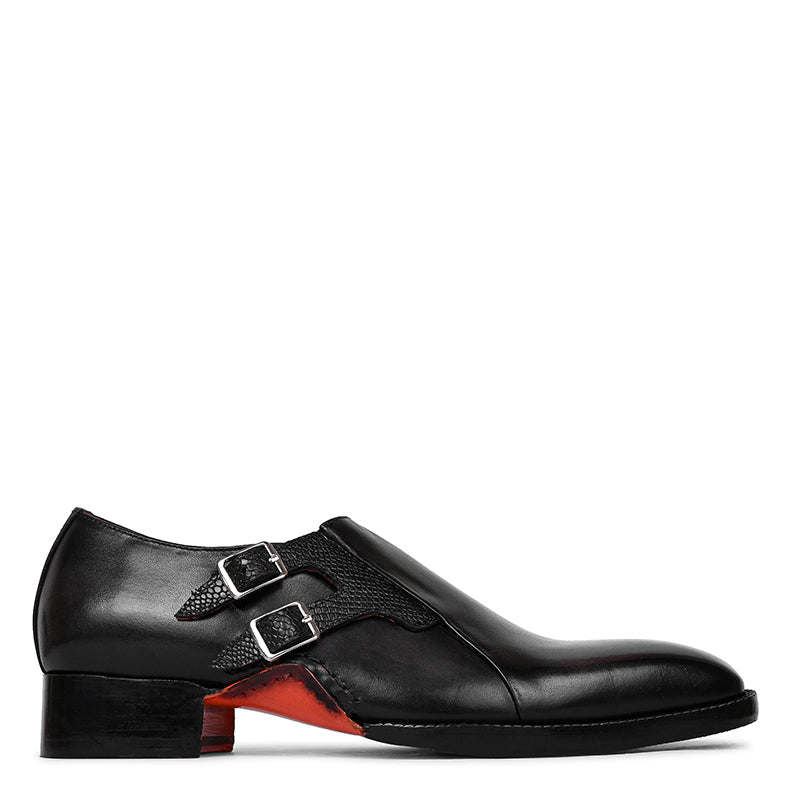 Santoni Double Buckle Leather Shoes