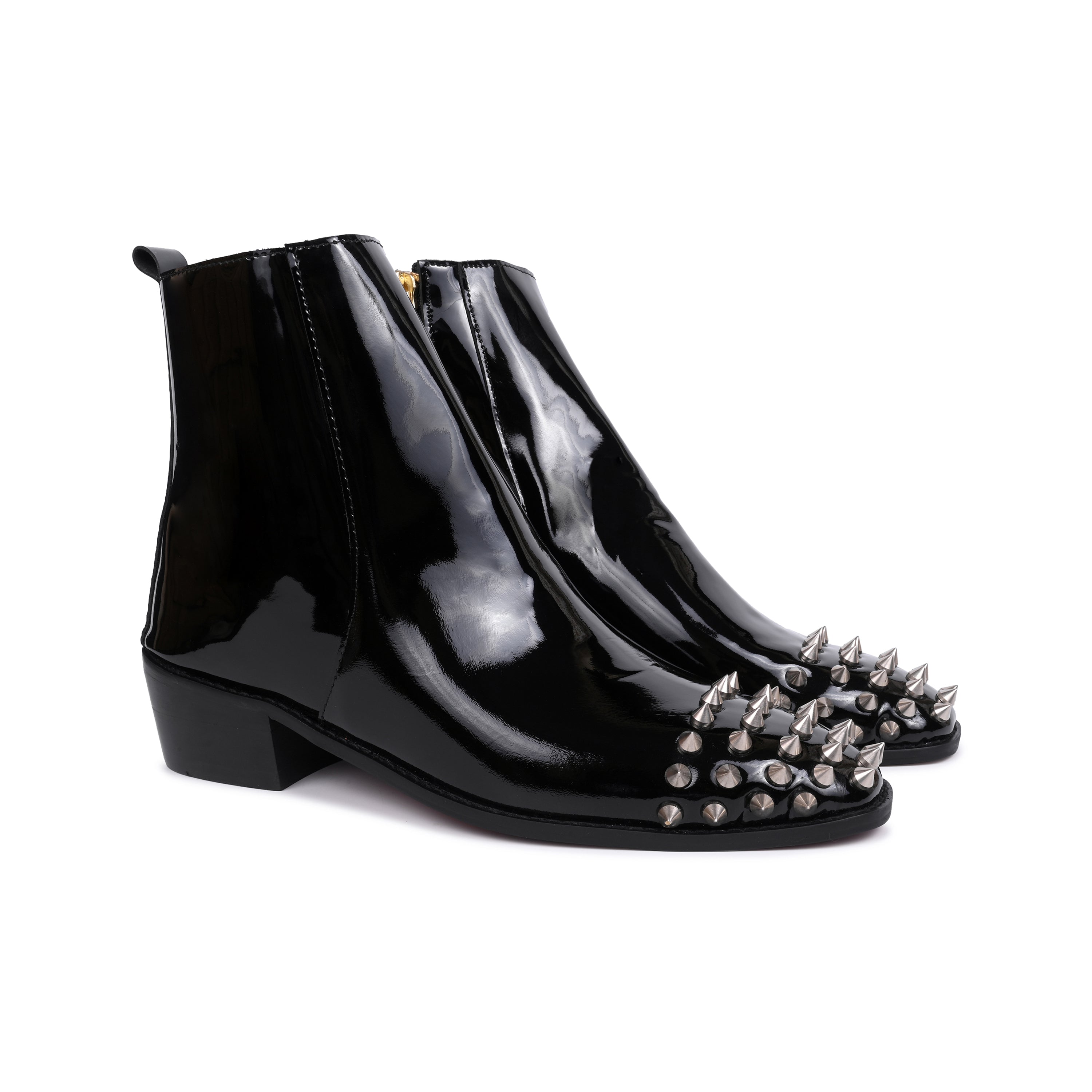 Patent leather Cuban Boots With Studs