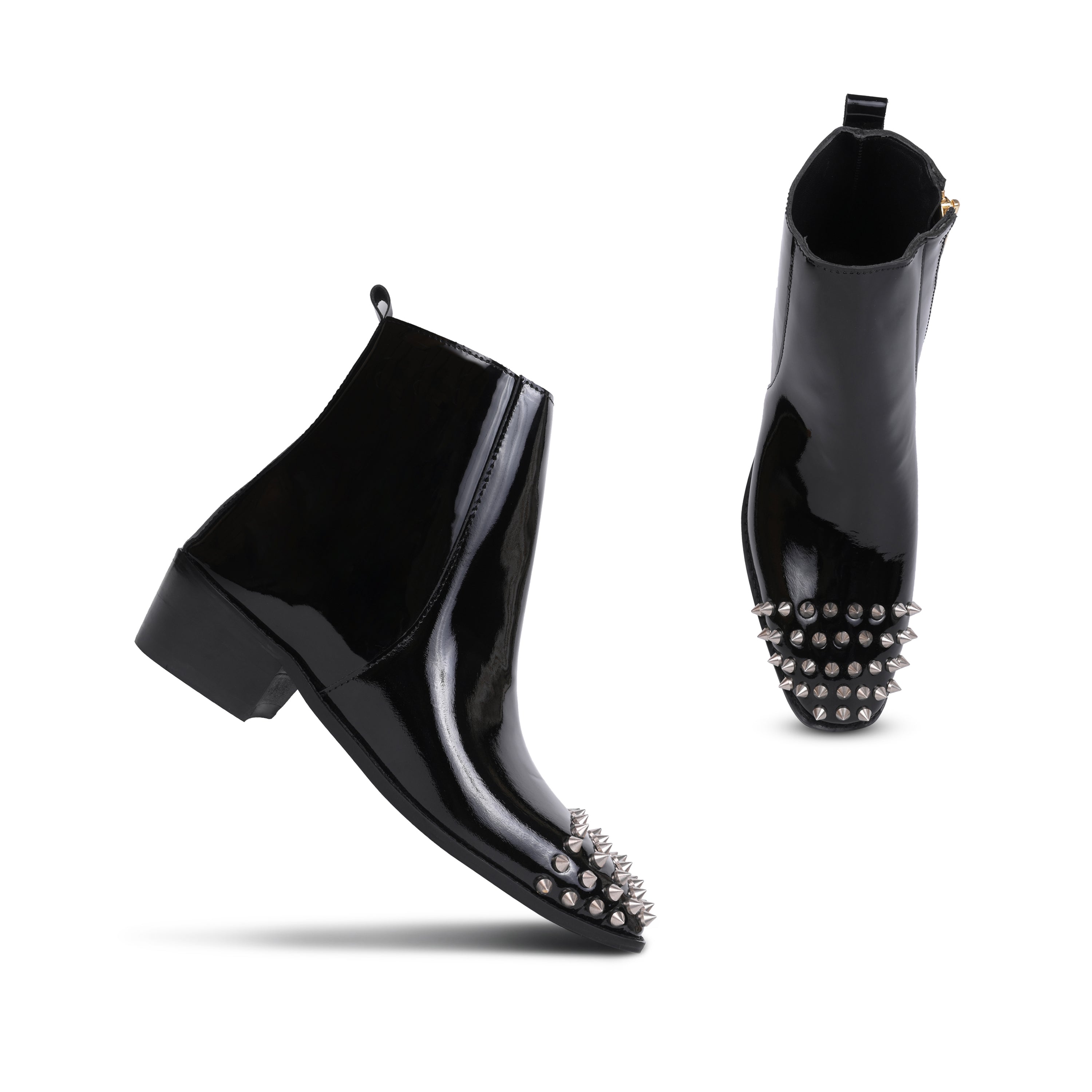 Patent leather Cuban Boots With Studs