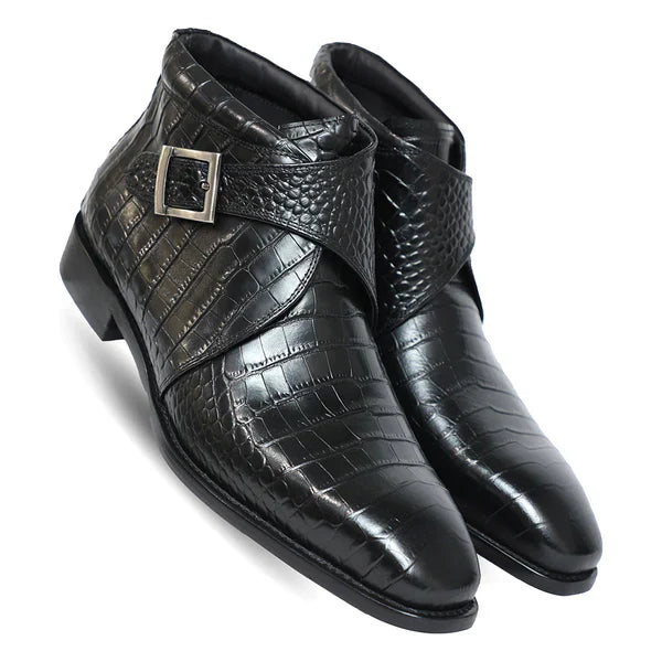 Blue Croco Leather Boots