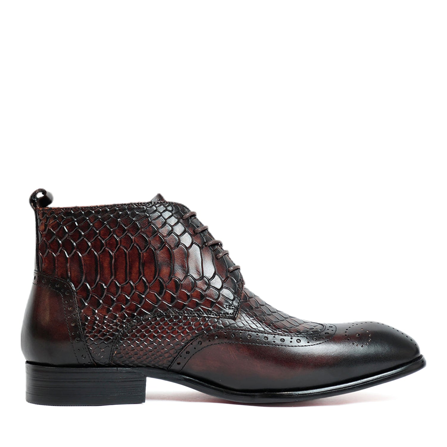 Coffee Croco Ankle  Boots
