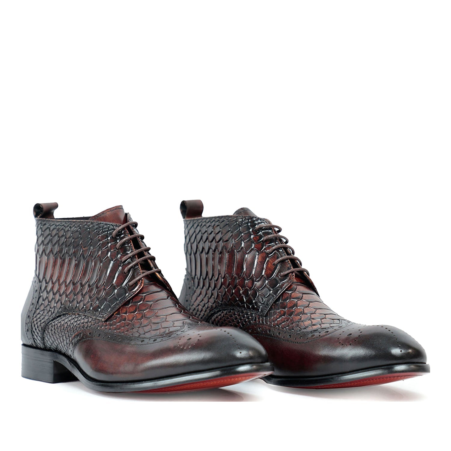Coffee Croco Ankle  Boots