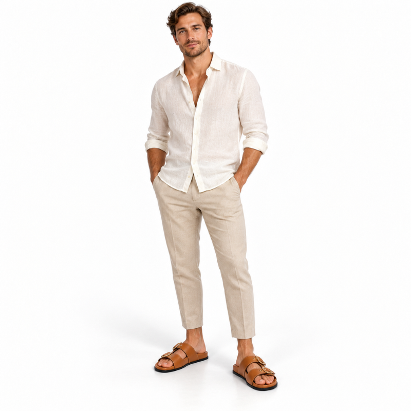 Double-Buckle Slide Sandals