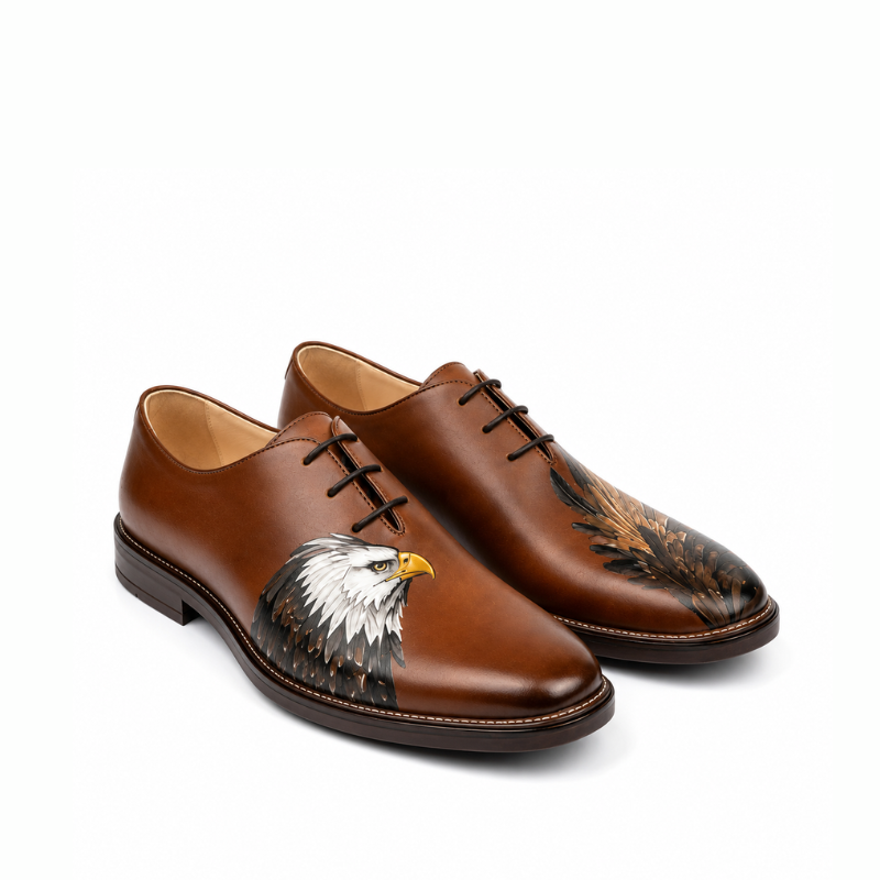 Eagle Heritage Hand-Painted Leather Oxford Shoes