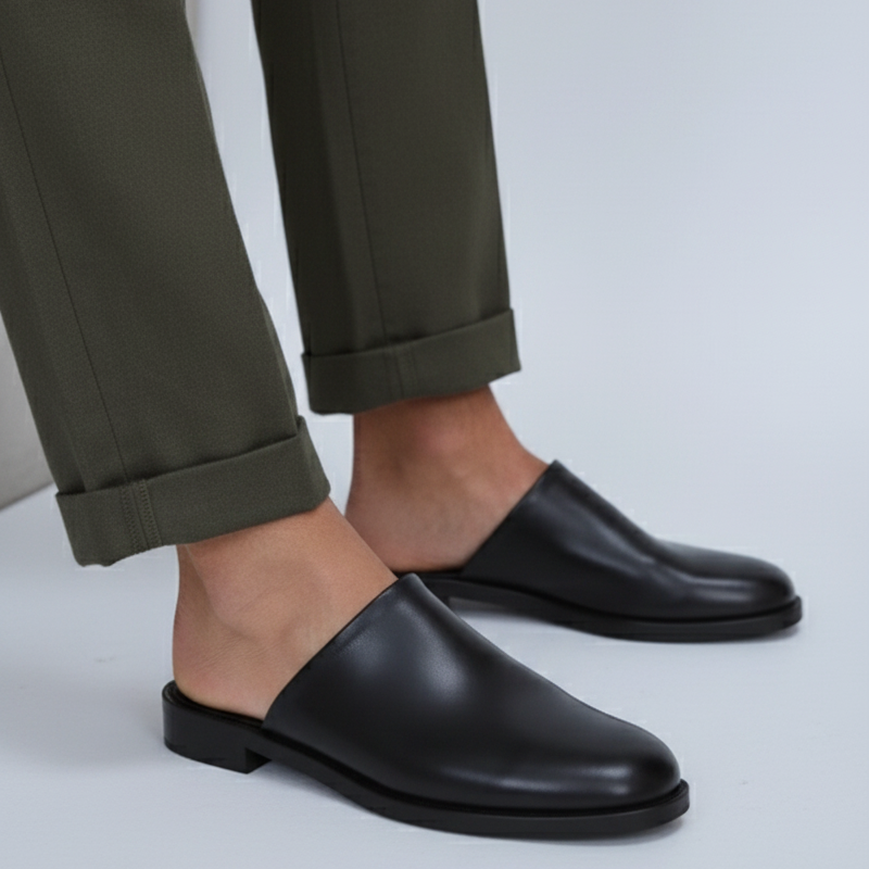 Ebon Luxe Italian Mule Silhouette