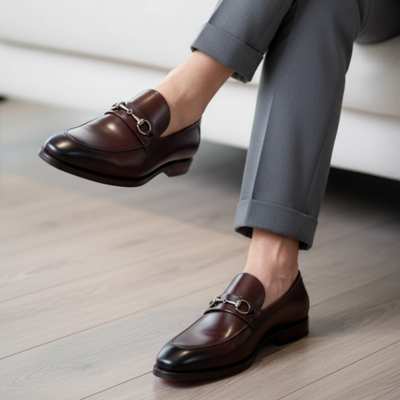 Elegant Craft Leather Horsebit Loafers