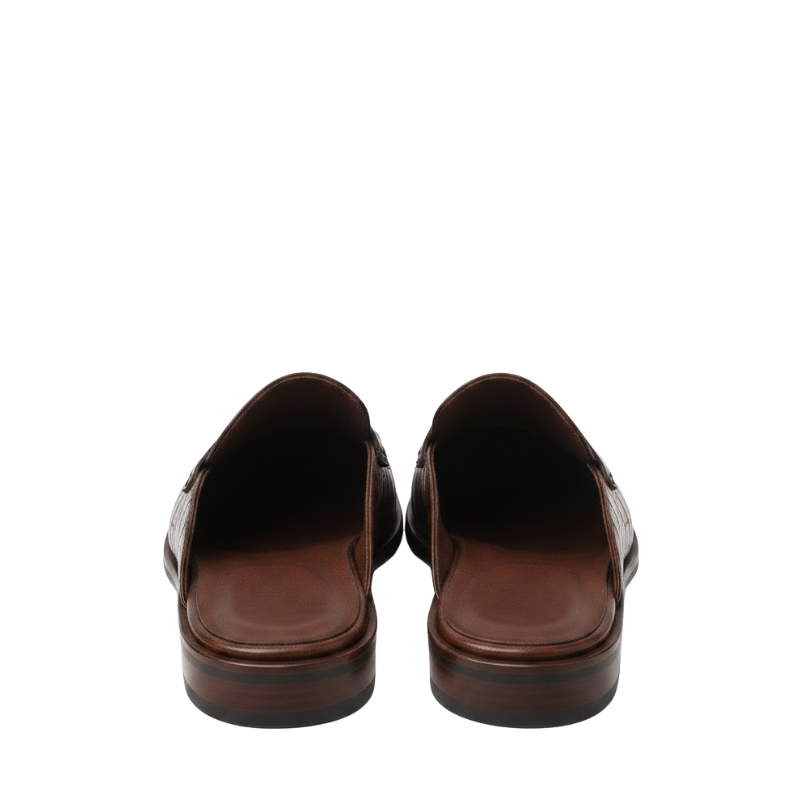 Elegant Crocodile Finish Signature Mule