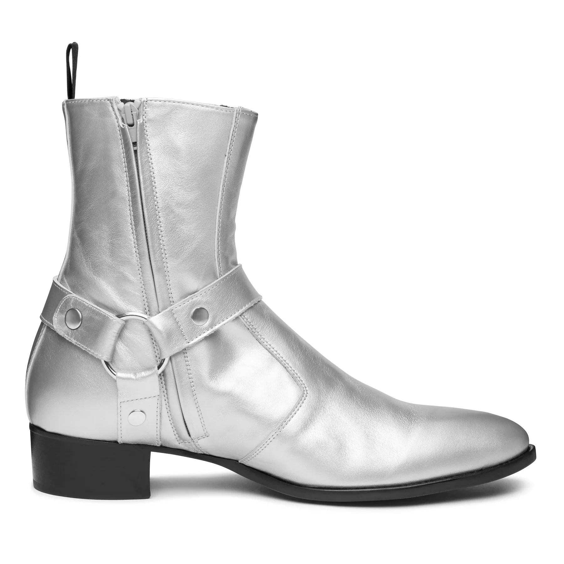 Harness Zip Boot Silver Leather
