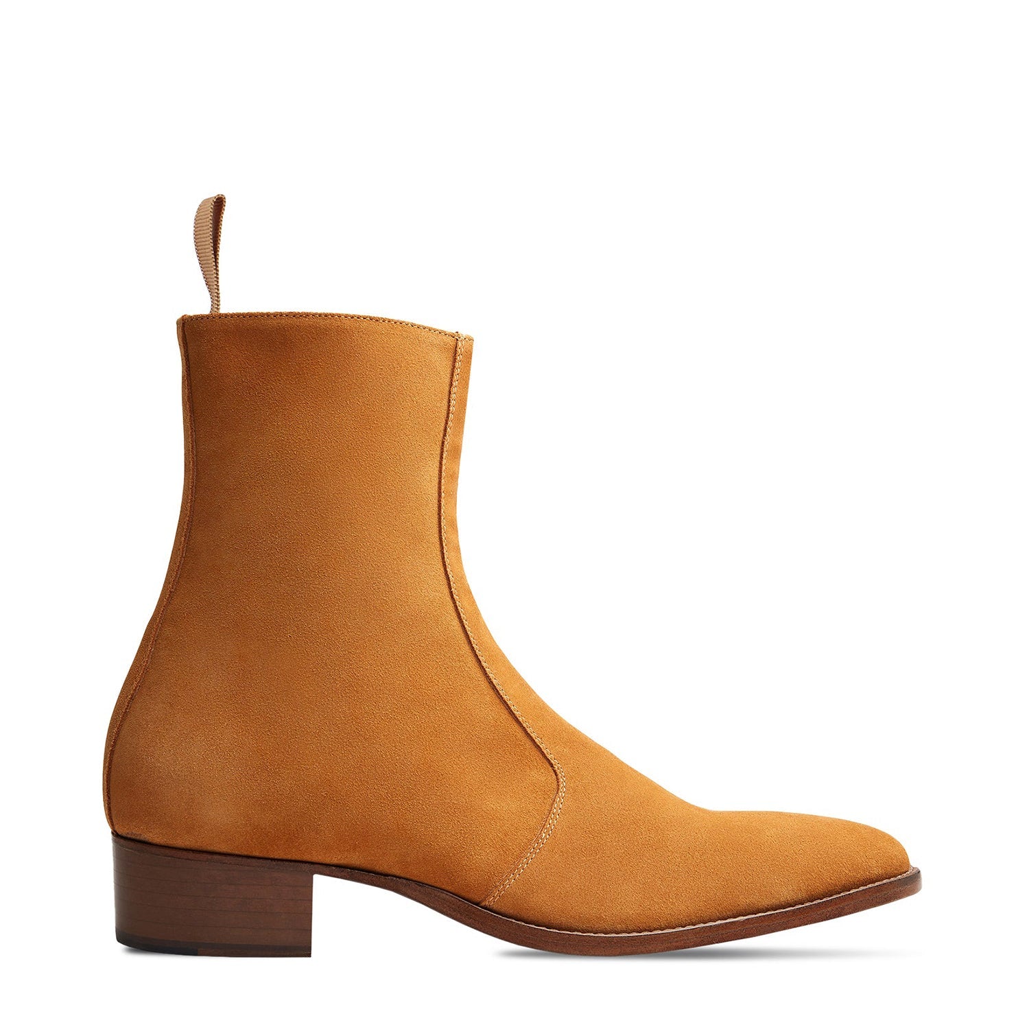 Side Zip Boot - Camel Suede Leather