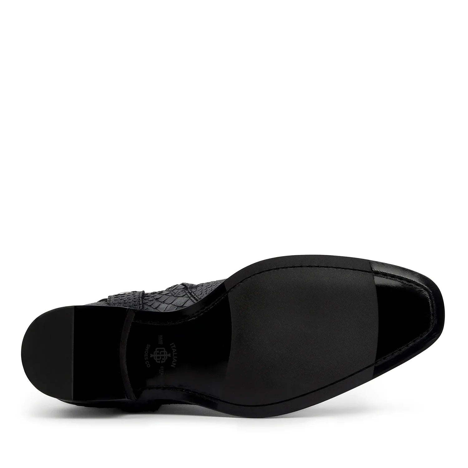 Harness Zip Boot - Black Python-Effect Hand-Dyed Leather
