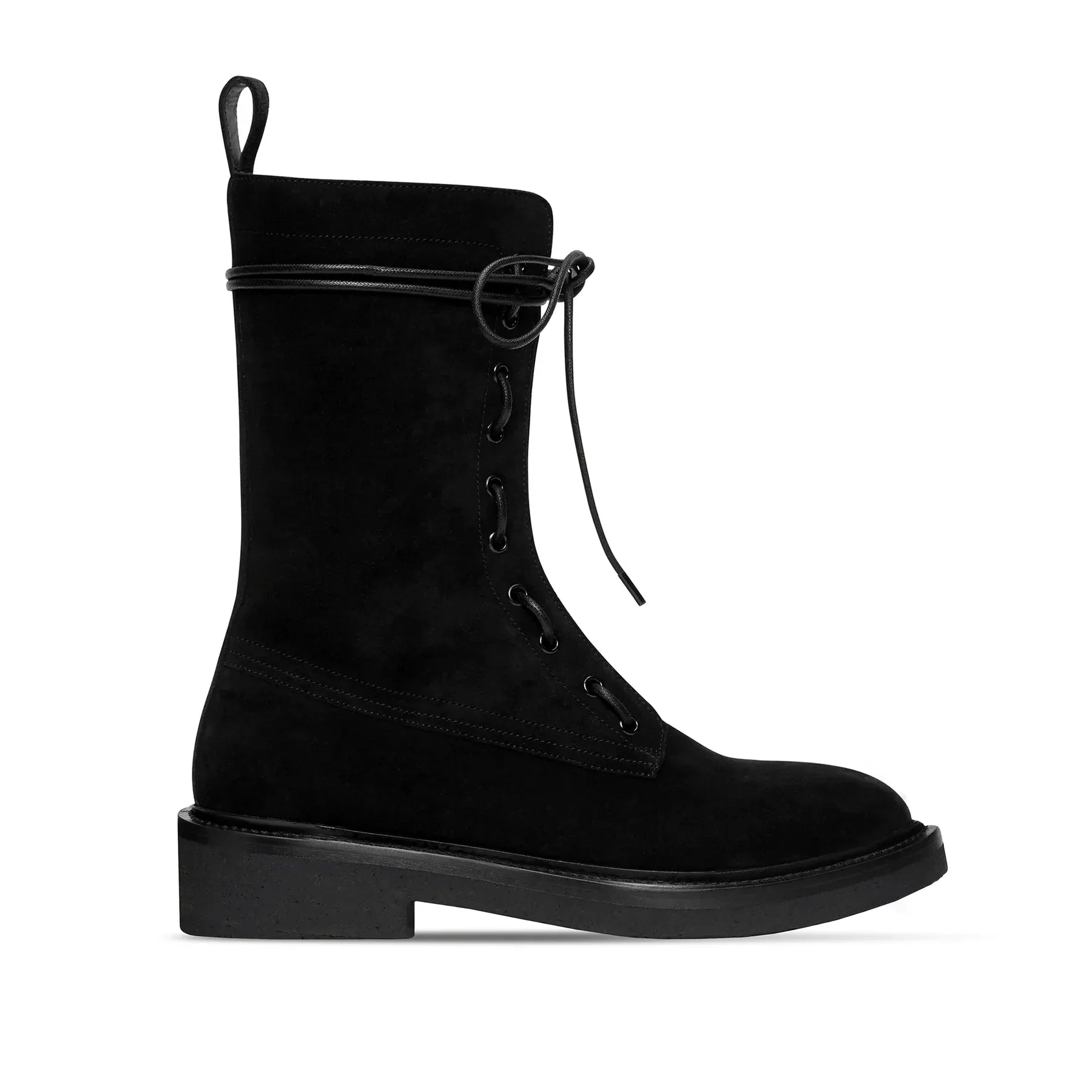 Lorenzo Combat Boot - Black Suede Leather