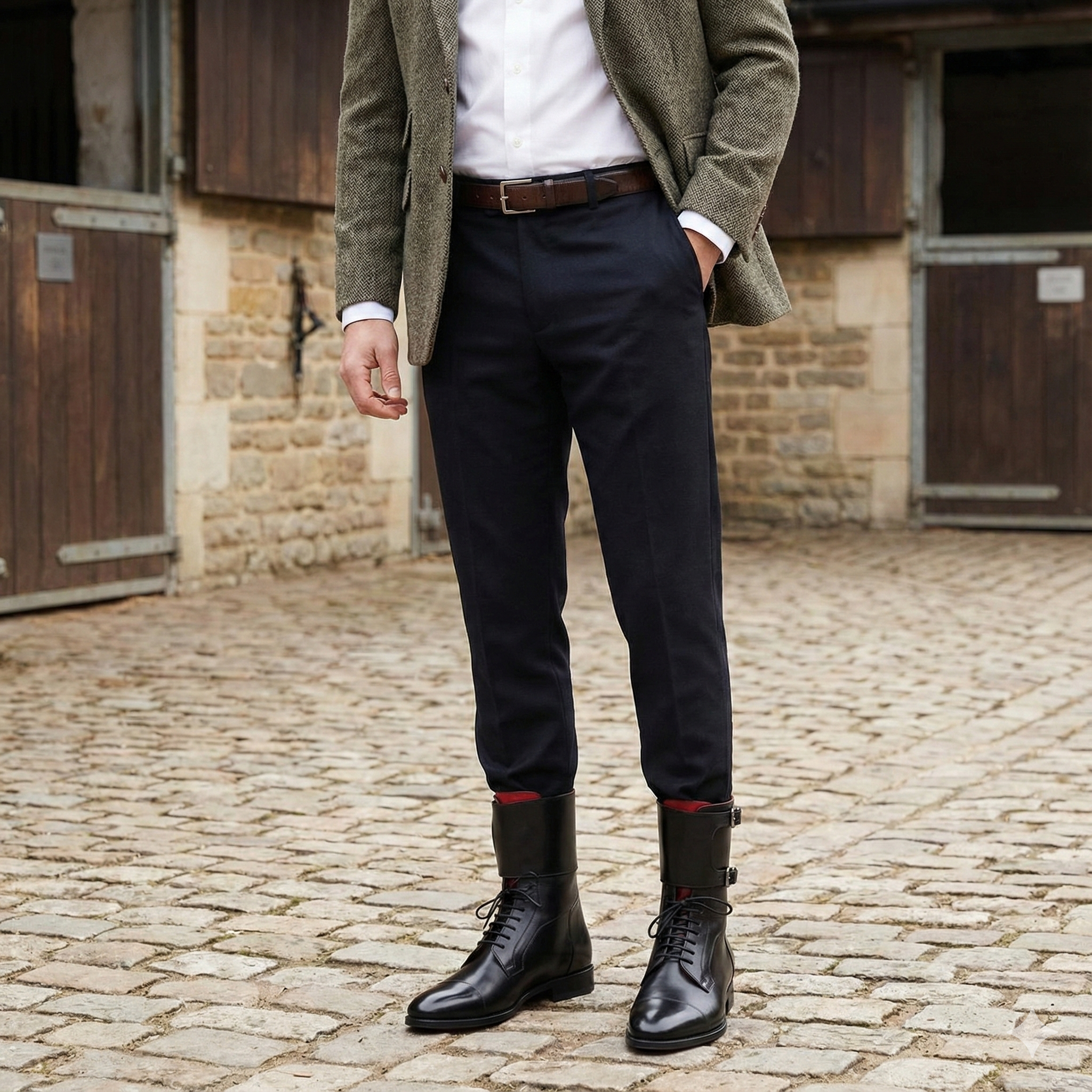 Men Cap-Toe Leather High Ankle Boot