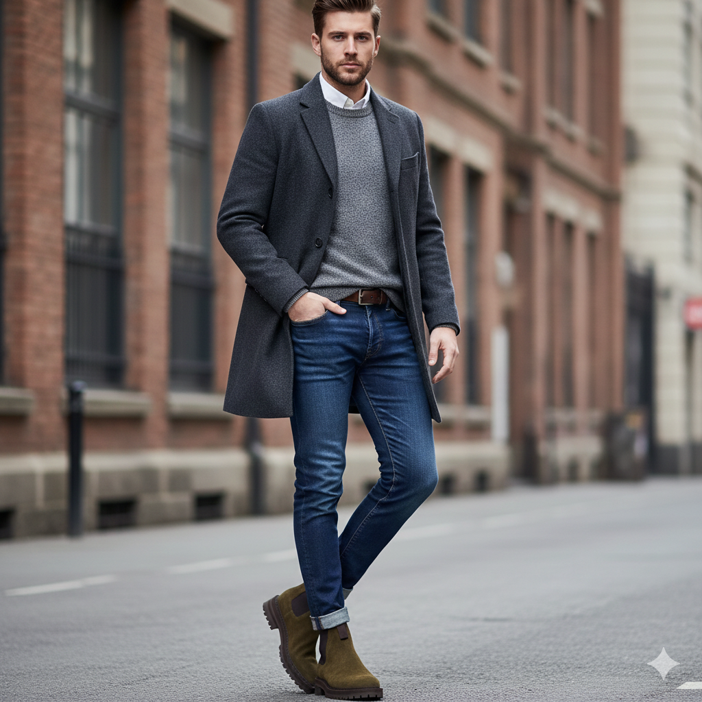 Round Toe Suede Chelsea Boots