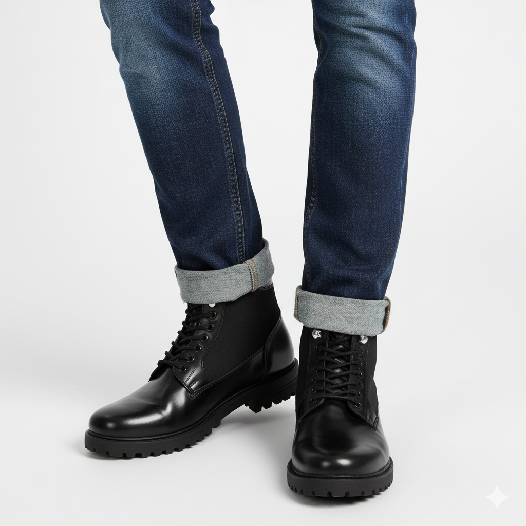 Luxury Mid-Top Solid Leather Ankle Boot