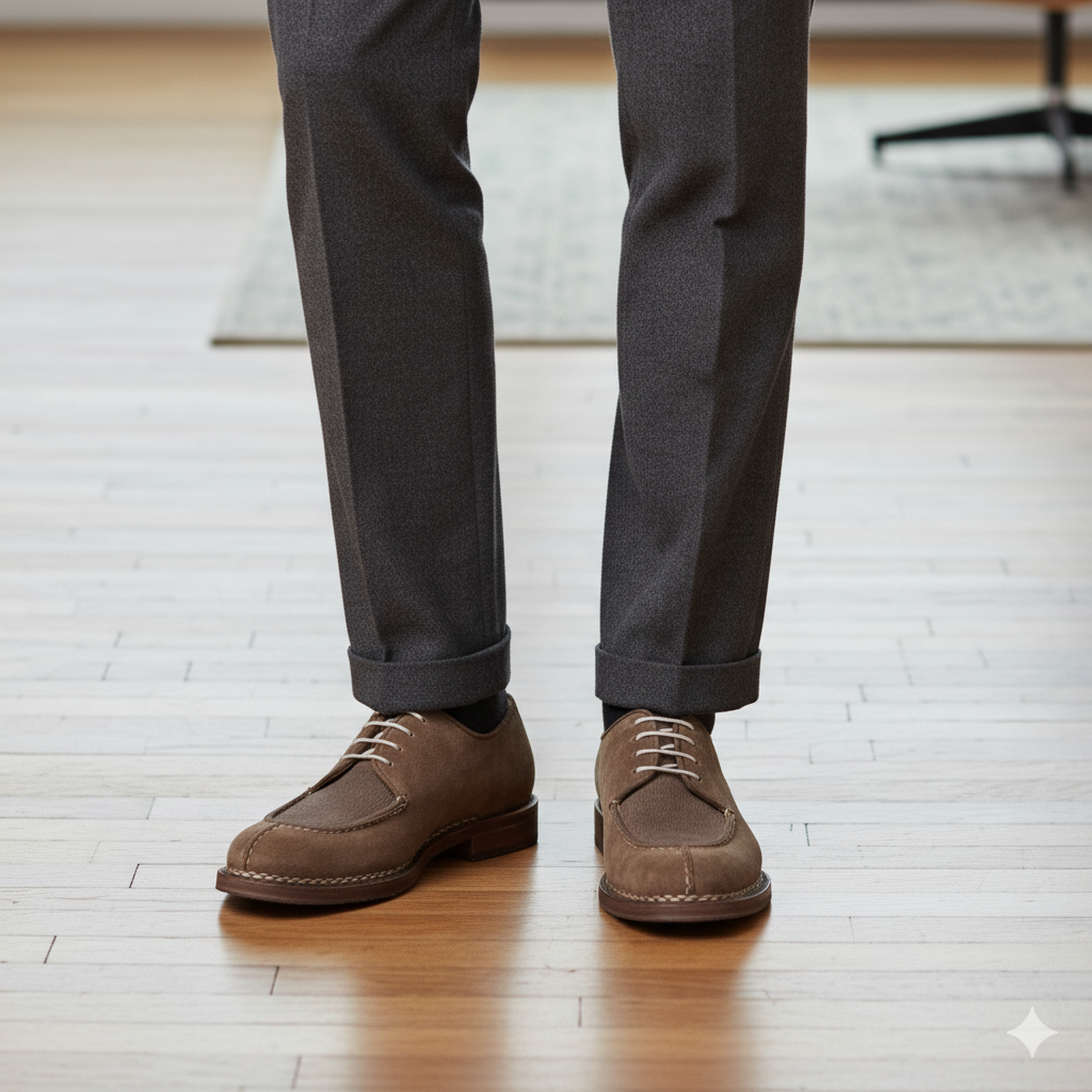 Blucher Suede Leather Derby Shoes