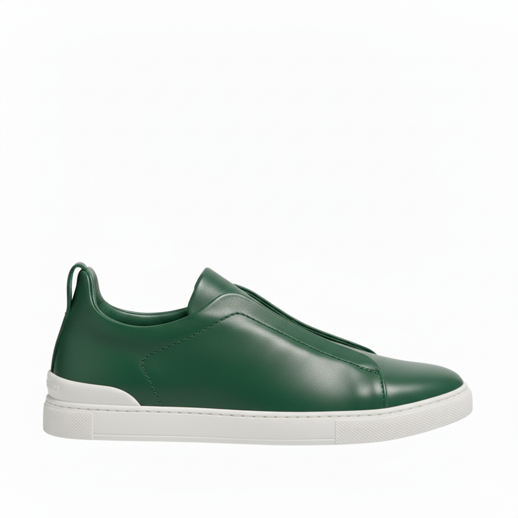 Luxury Edition Triple Stitch Leather Burgundy Sneaker for Men s