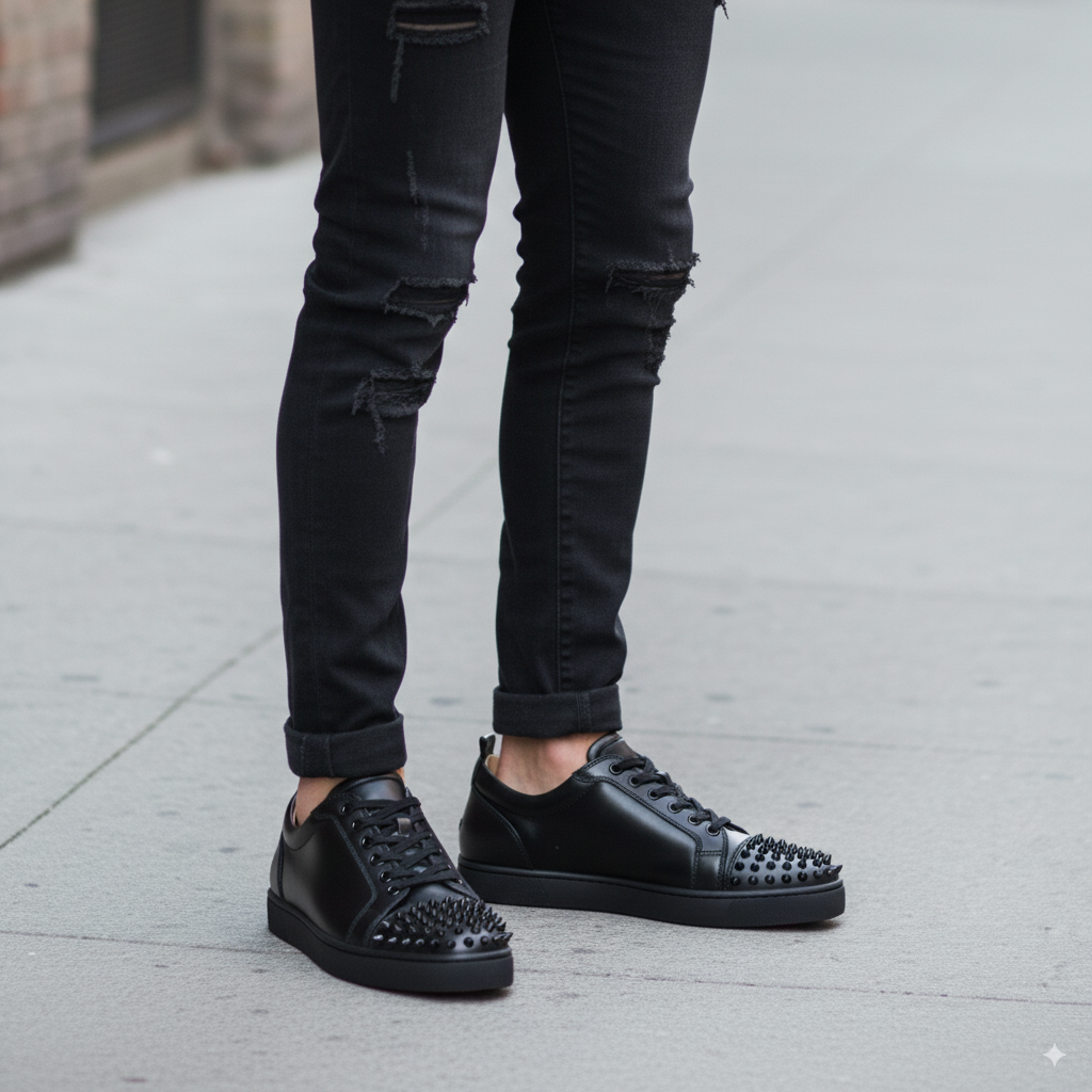 Men Solid Leather Lace Up Sneakers