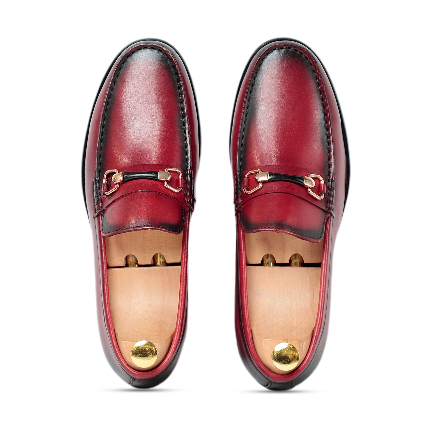 Burgundy Horsebit Slip On Loafers