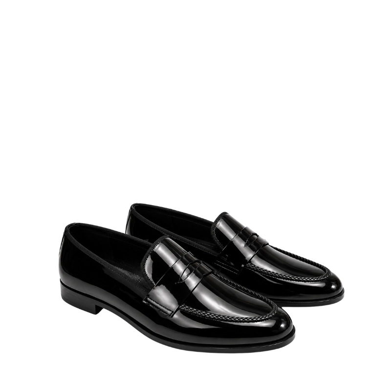 Gloss Noir Braided Luxury Patent Loafer