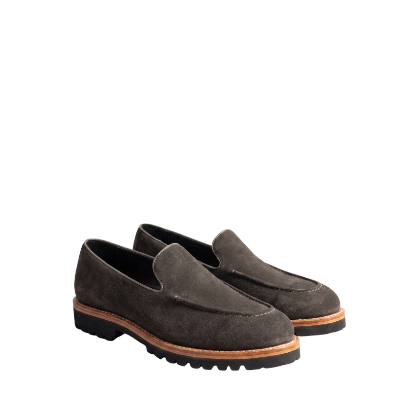 Handmade Suede Leather Grey Loafer