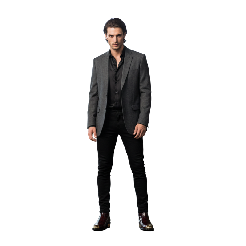 Crocodile Embossed with Golden Toe Zipper Boot