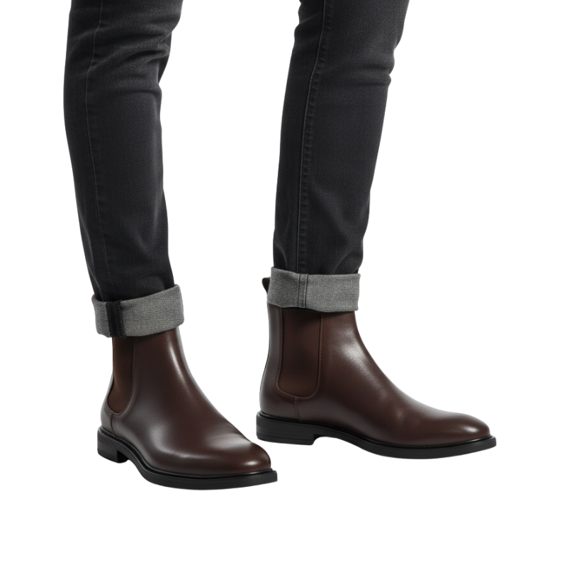 Mens Polished Leather Chelsea Boots