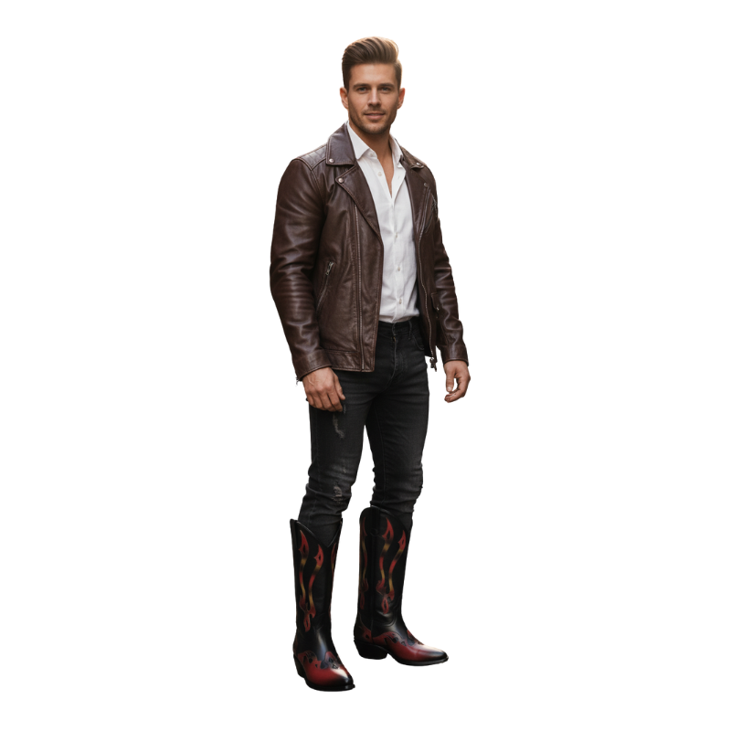 Italian Inferno Crest Handpainted Cowboy Boots