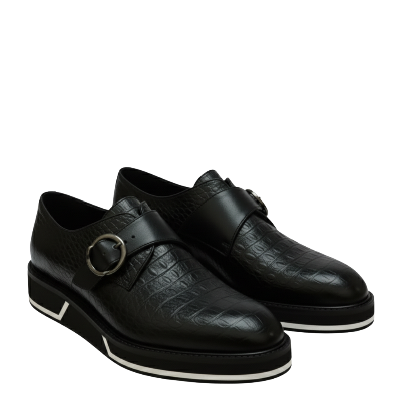 Luxury Croc Noir Monk