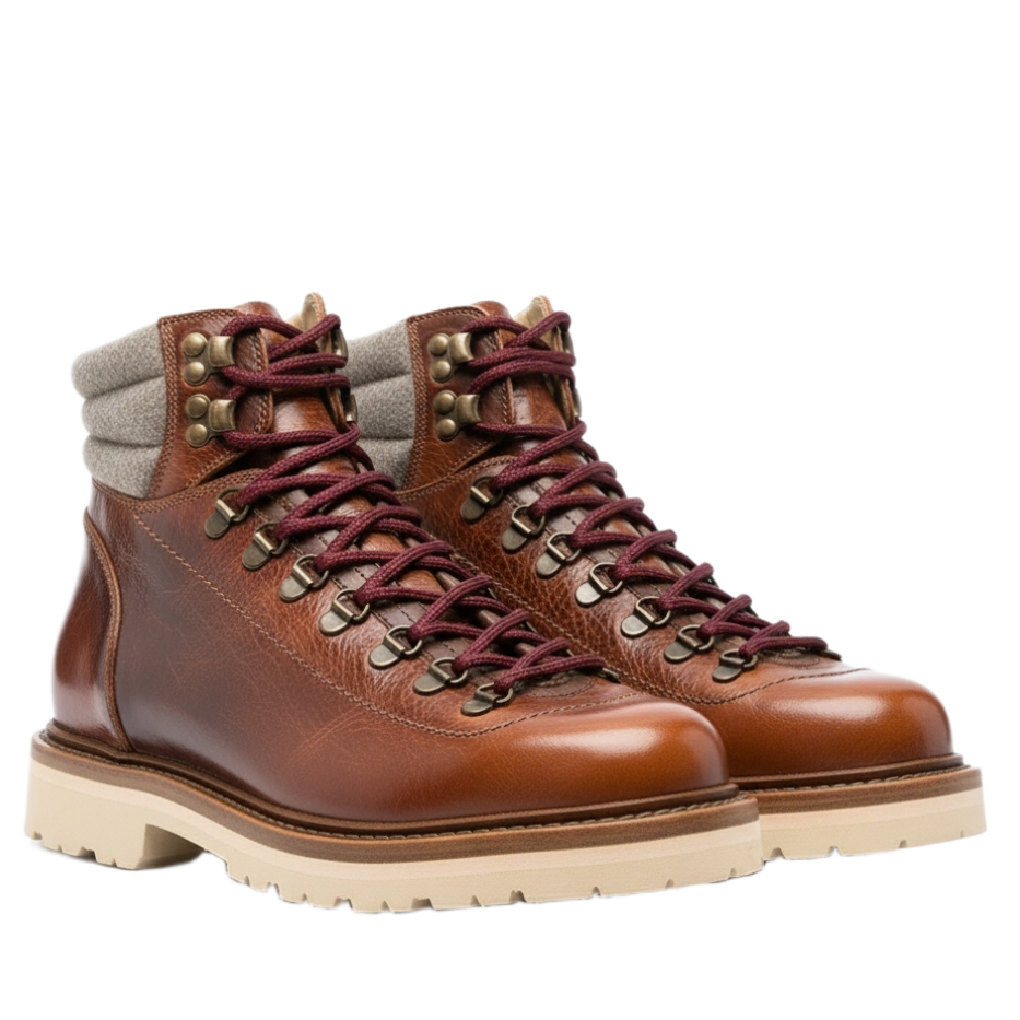 Wine Padded Ankle Lace-Up boots