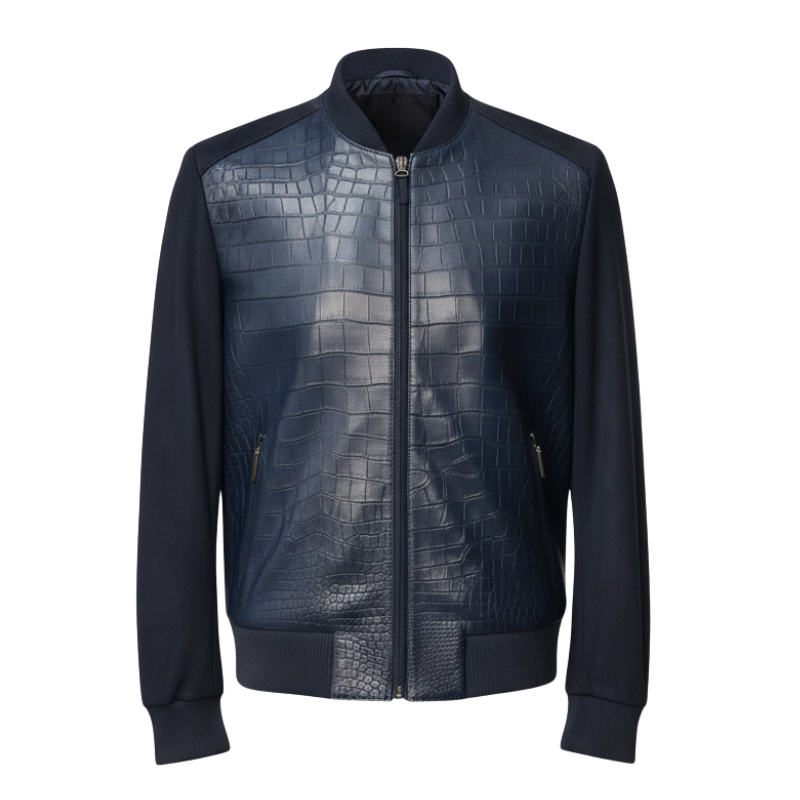 Men s Premium Croc Panel Luxe Bomber Jacket