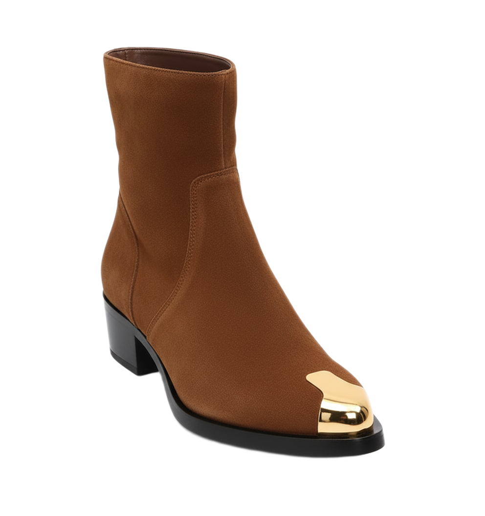 Punk Suede Golden Toe Boots