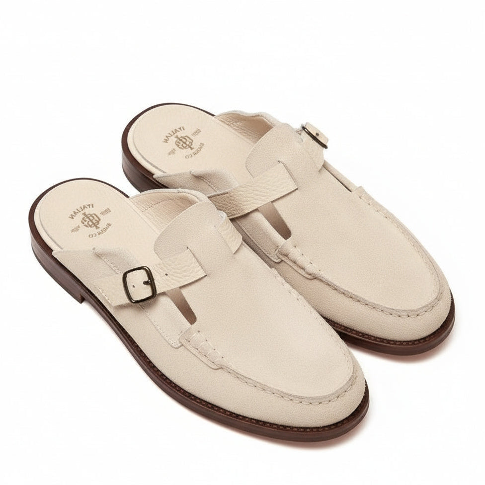 Men's Dark Buckle-strap Mule Loafer