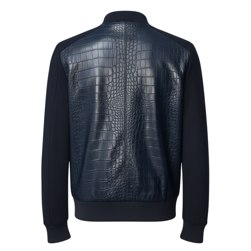 Men s Premium Croc Panel Luxe Bomber Jacket