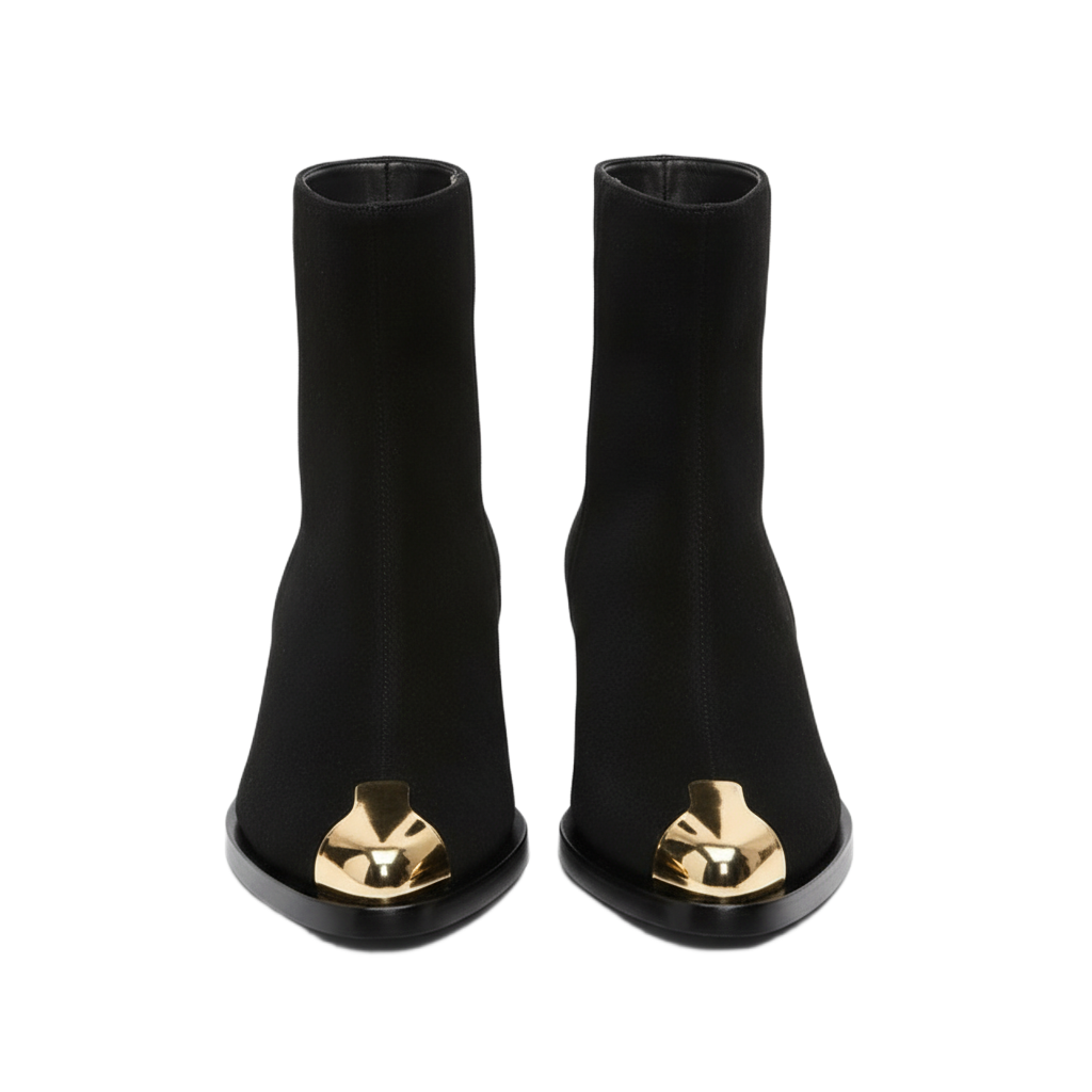 Punk Suede Golden Toe Boots