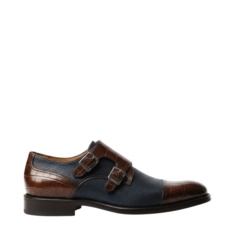 Duke Marrone Croc Monkstraps