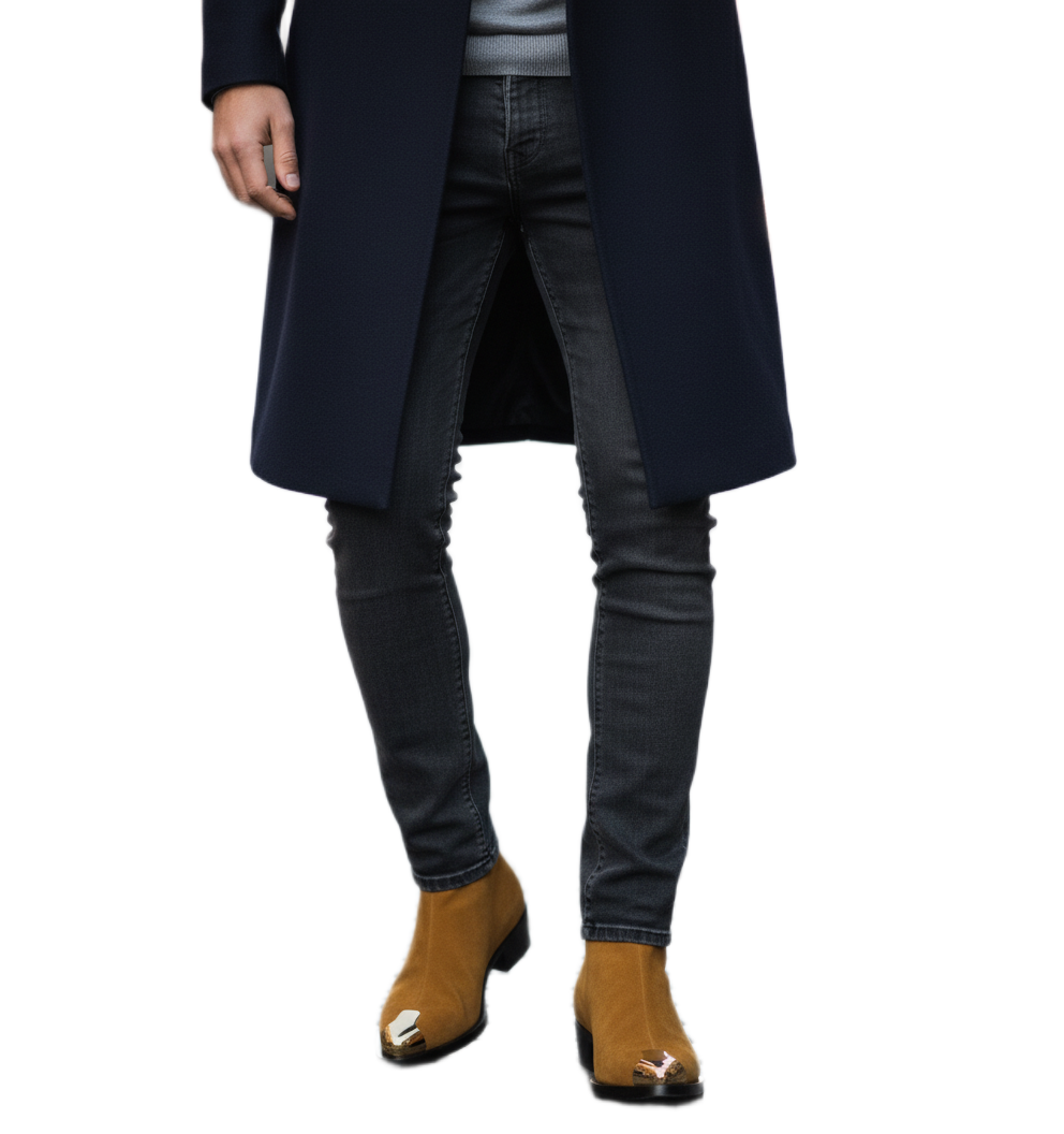 Punk Suede Golden Toe Boots