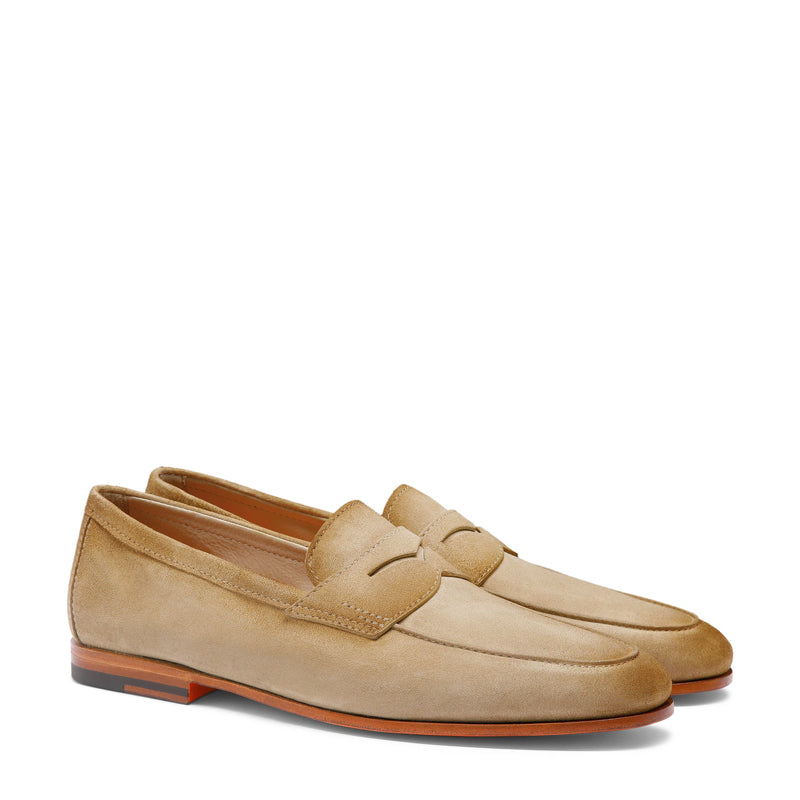 Men Nes Natural Suede Penny Loafers N Classic Slip On