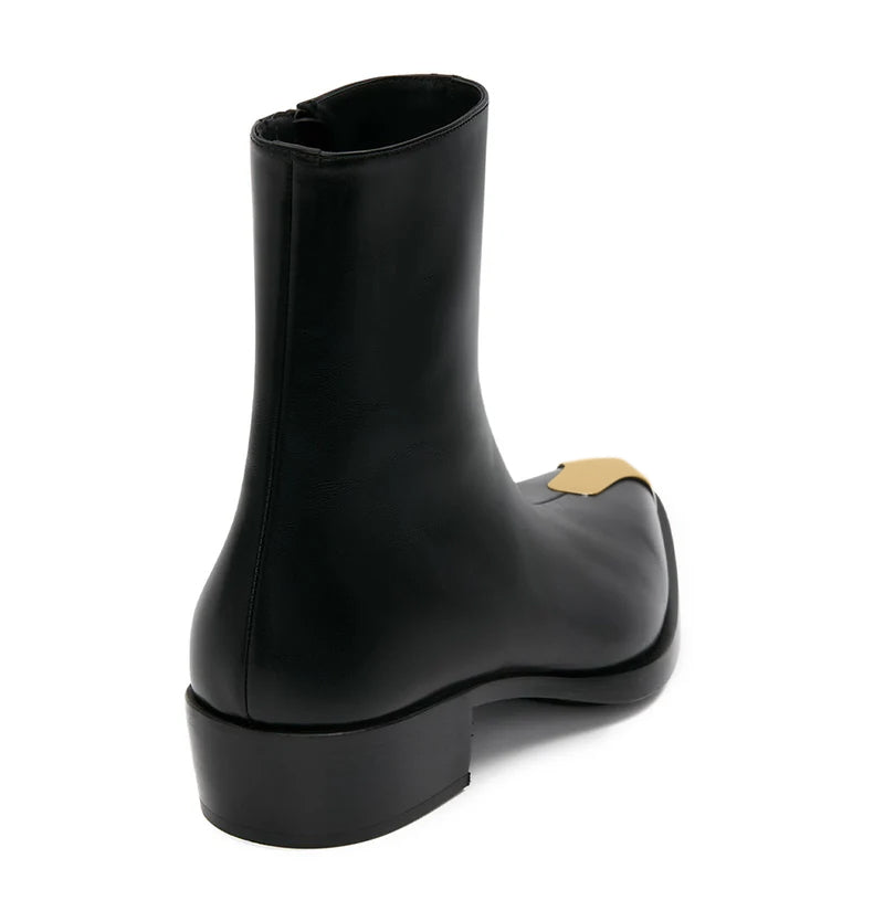 Punk Leather Boots Golden Toe
