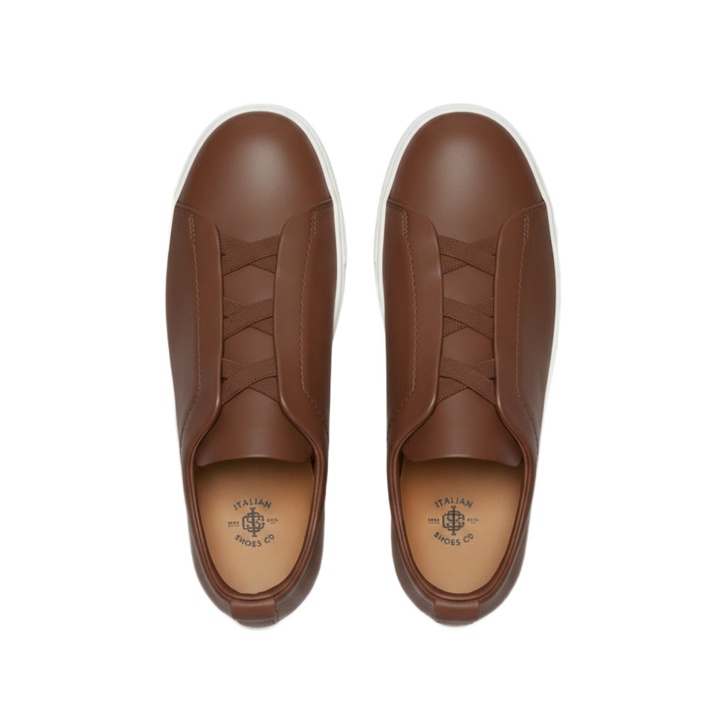 Luxury Edition Triple Stitch Leather Burgundy Sneaker for Men s