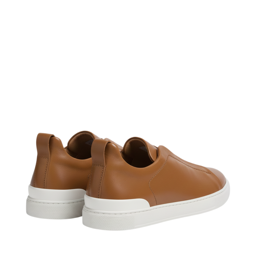 Luxury Edition Triple Stitch Leather Burgundy Sneaker for Men s