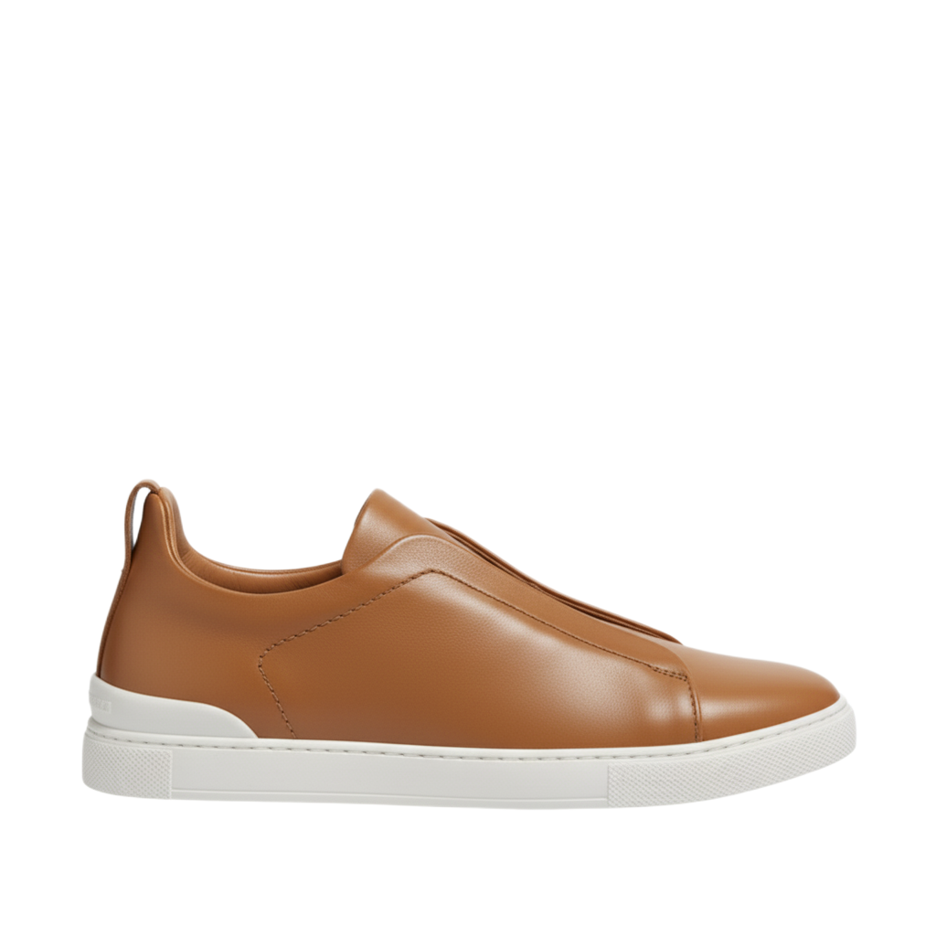 Luxury Edition Triple Stitch Leather Burgundy Sneaker for Men s
