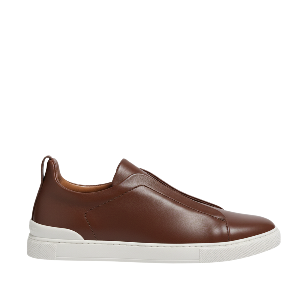 Luxury Edition Triple Stitch Leather Burgundy Sneaker for Men s