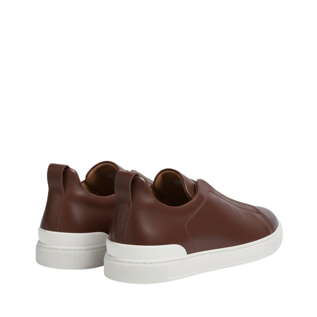 Luxury Edition Triple Stitch Leather Burgundy Sneaker for Men s