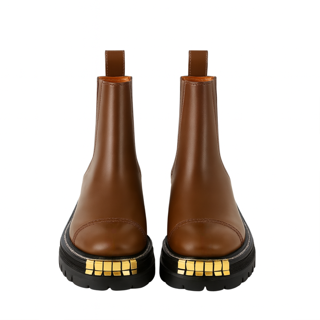 Luxury Ankle Boots for Womens with Gold accent Toe Detail