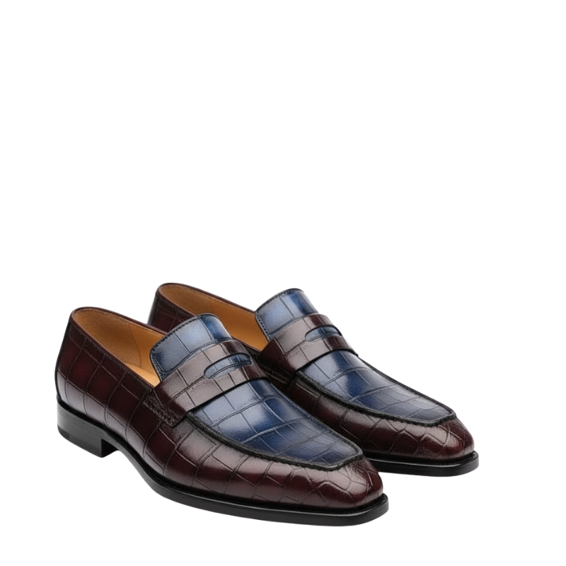 Regal Duo Tone Croc Leather Penny Loafers