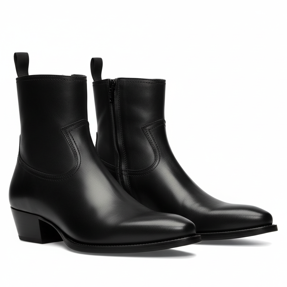 Side Zip Western Boot Hand Dyed Leather