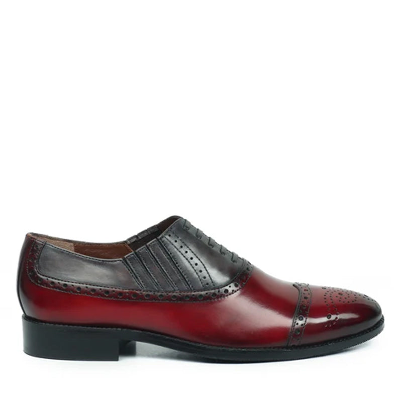 Classic Dual Tone Leather Stylish Wingtip Oxford Shoes
